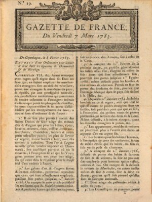 Gazette de France Freitag 7. März 1783