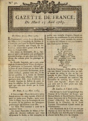 Gazette de France Dienstag 15. April 1783