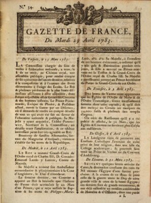 Gazette de France Dienstag 29. April 1783