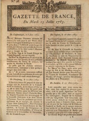 Gazette de France Dienstag 15. Juli 1783