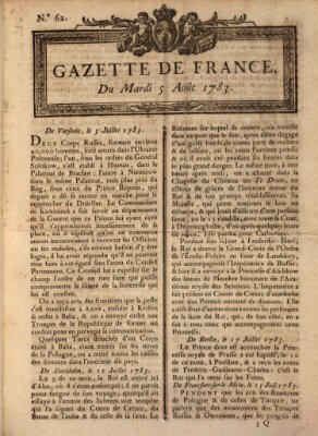 Gazette de France Dienstag 5. August 1783