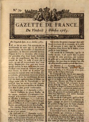 Gazette de France Freitag 3. Oktober 1783