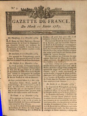 Gazette de France Dienstag 11. Januar 1785