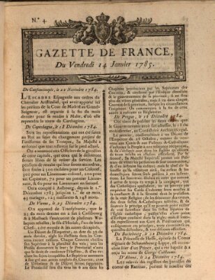 Gazette de France Freitag 14. Januar 1785