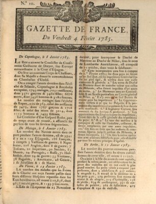 Gazette de France Freitag 4. Februar 1785