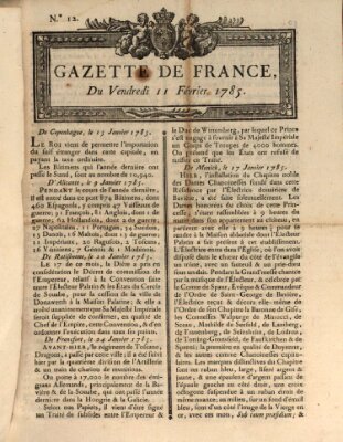 Gazette de France Freitag 11. Februar 1785