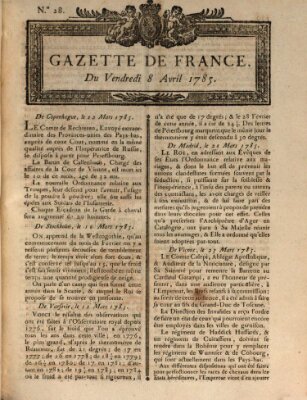 Gazette de France Freitag 8. April 1785