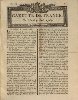 Gazette de France Dienstag 9. August 1785