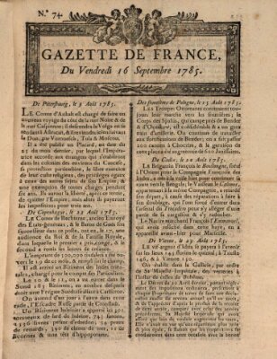 Gazette de France Freitag 16. September 1785