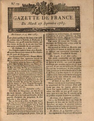 Gazette de France Dienstag 27. September 1785