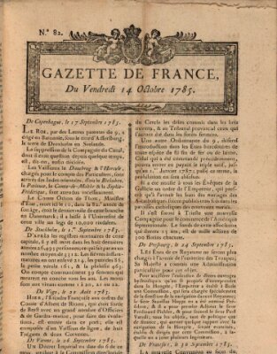 Gazette de France Freitag 14. Oktober 1785