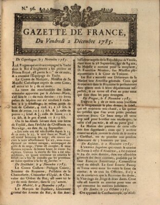 Gazette de France Freitag 2. Dezember 1785