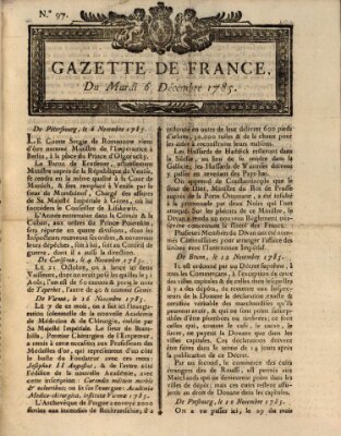 Gazette de France Dienstag 6. Dezember 1785