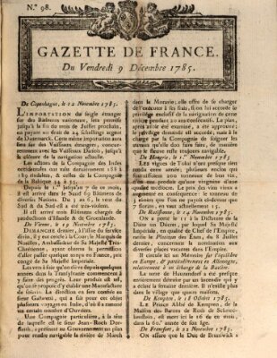 Gazette de France Freitag 9. Dezember 1785