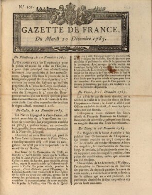 Gazette de France Dienstag 20. Dezember 1785