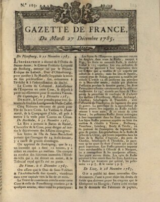 Gazette de France Dienstag 27. Dezember 1785