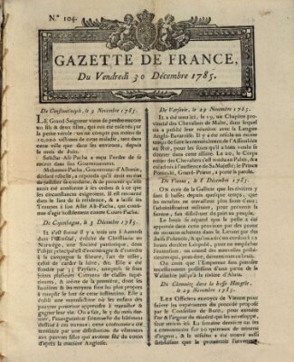 Gazette de France Freitag 30. Dezember 1785