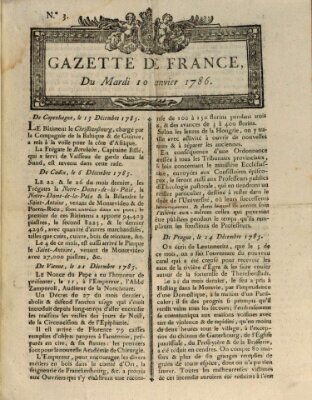 Gazette de France Dienstag 10. Januar 1786