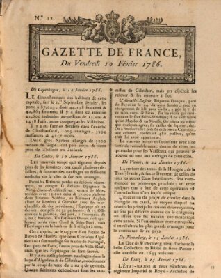 Gazette de France Freitag 10. Februar 1786