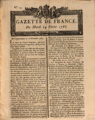 Gazette de France Dienstag 14. Februar 1786