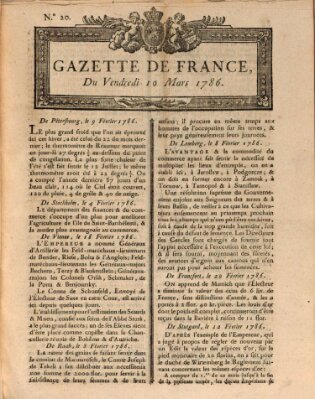 Gazette de France Freitag 10. März 1786