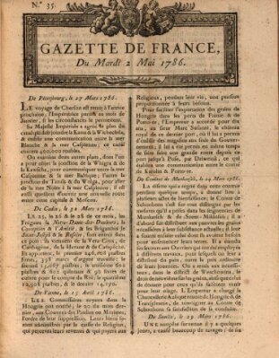 Gazette de France Dienstag 2. Mai 1786