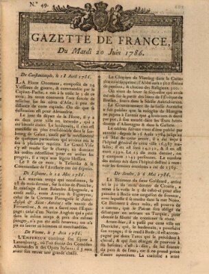 Gazette de France Dienstag 20. Juni 1786