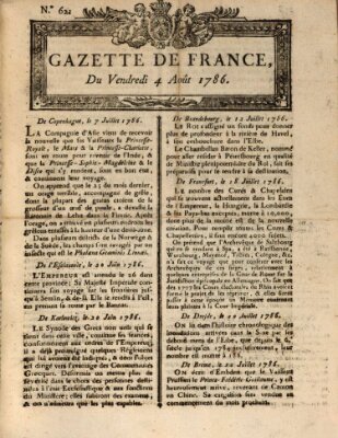 Gazette de France Freitag 4. August 1786