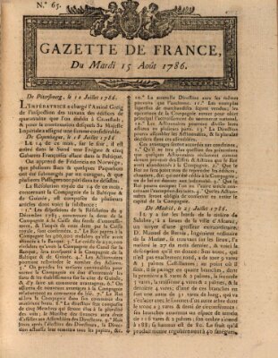 Gazette de France Dienstag 15. August 1786