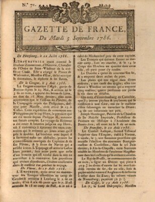 Gazette de France Dienstag 5. September 1786