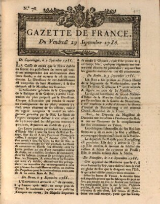 Gazette de France Freitag 29. September 1786