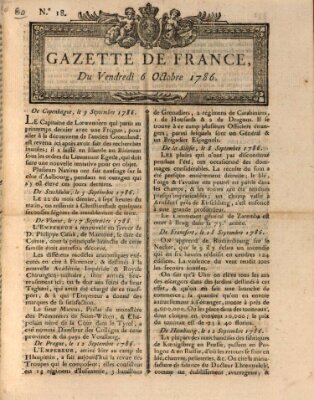 Gazette de France Freitag 6. Oktober 1786