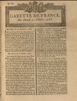 Gazette de France Dienstag 31. Oktober 1786