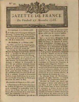 Gazette de France Freitag 17. November 1786