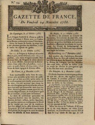 Gazette de France Freitag 24. November 1786