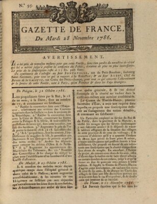 Gazette de France Dienstag 28. November 1786