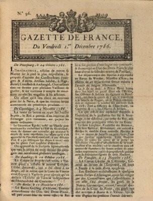 Gazette de France Freitag 1. Dezember 1786