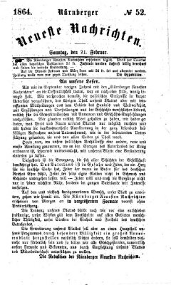 Nürnberger neueste Nachrichten Sonntag 21. Februar 1864