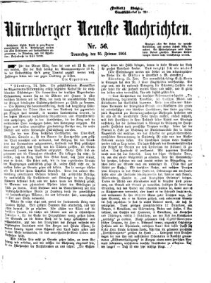 Nürnberger neueste Nachrichten Donnerstag 25. Februar 1864