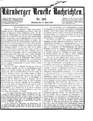 Nürnberger neueste Nachrichten Mittwoch 13. April 1864