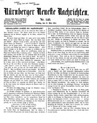 Nürnberger neueste Nachrichten Samstag 21. Mai 1864