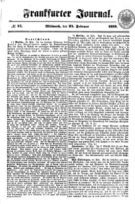 Frankfurter Journal Mittwoch 24. Februar 1858