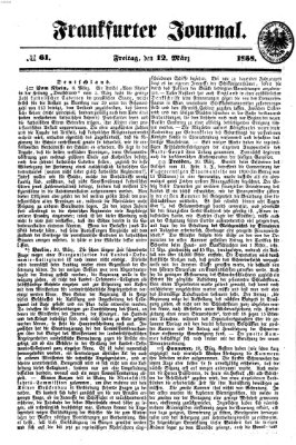 Frankfurter Journal Freitag 12. März 1858