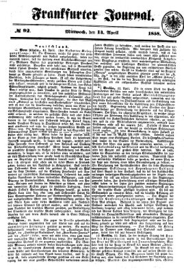 Frankfurter Journal Mittwoch 14. April 1858