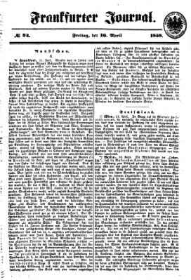 Frankfurter Journal Freitag 16. April 1858