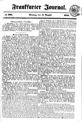 Frankfurter Journal Montag 2. August 1858