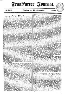 Frankfurter Journal Dienstag 20. September 1859