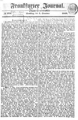 Frankfurter Journal Samstag 1. Oktober 1859