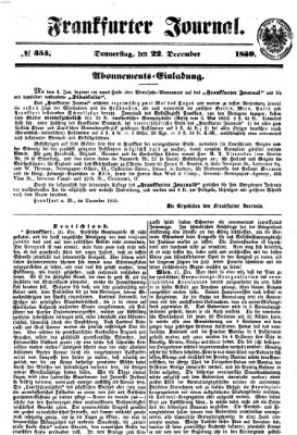 Frankfurter Journal Donnerstag 22. Dezember 1859