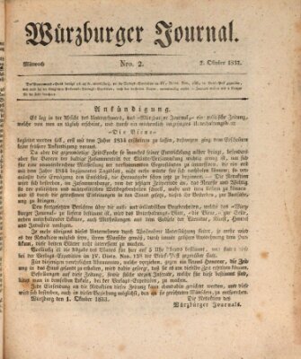 Würzburger Journal Mittwoch 2. Oktober 1833